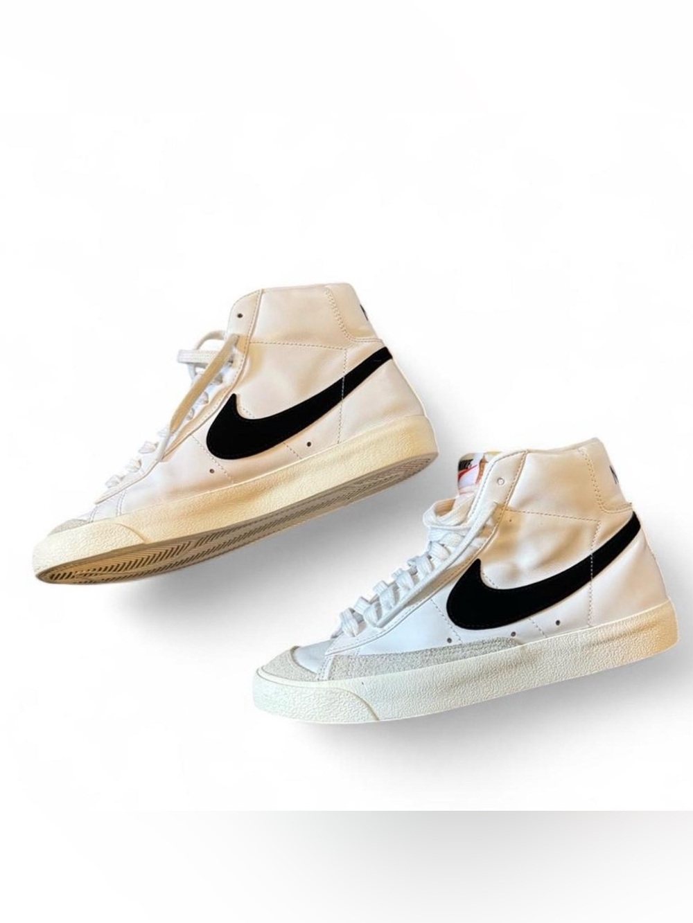 Nike Men’s Cream/White High-Top Sneakers with Black Swoosh
